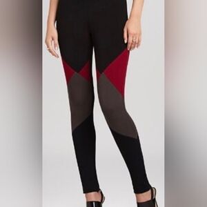 *NWOT* BCBGMaxAzria Jude Black and Red Leggings with Geometric Pattern